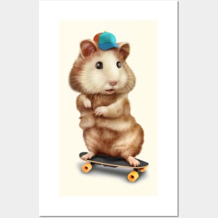 HAMSTER SKATEBOARDING Posters and Art